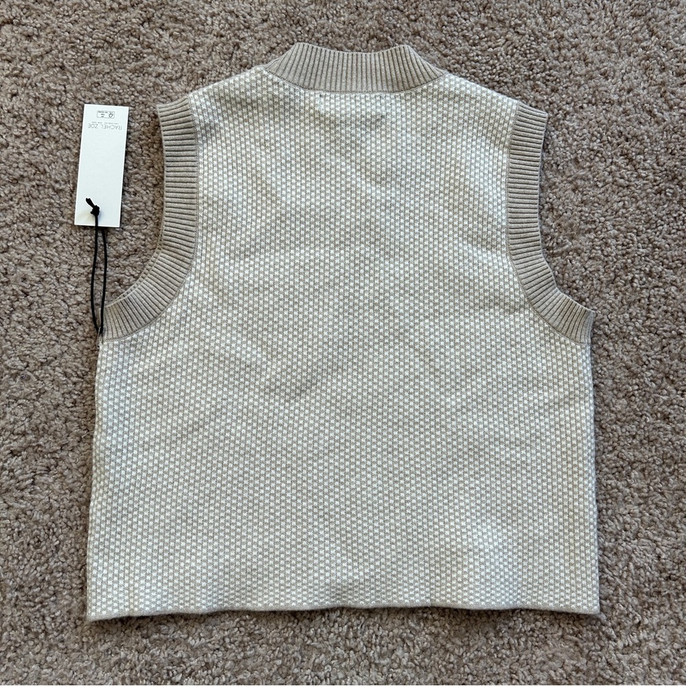 Rachel Zoe Cream Tan Textured Sweater Vest NWT Size Small - Picture 2 of 7